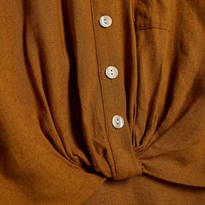 Brown Linen Blend Shirt