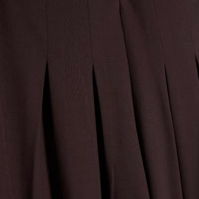 Brown Pleat Front Tapered Trousers