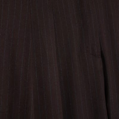 Red Pinstripe Pleated Wide Leg Trousers