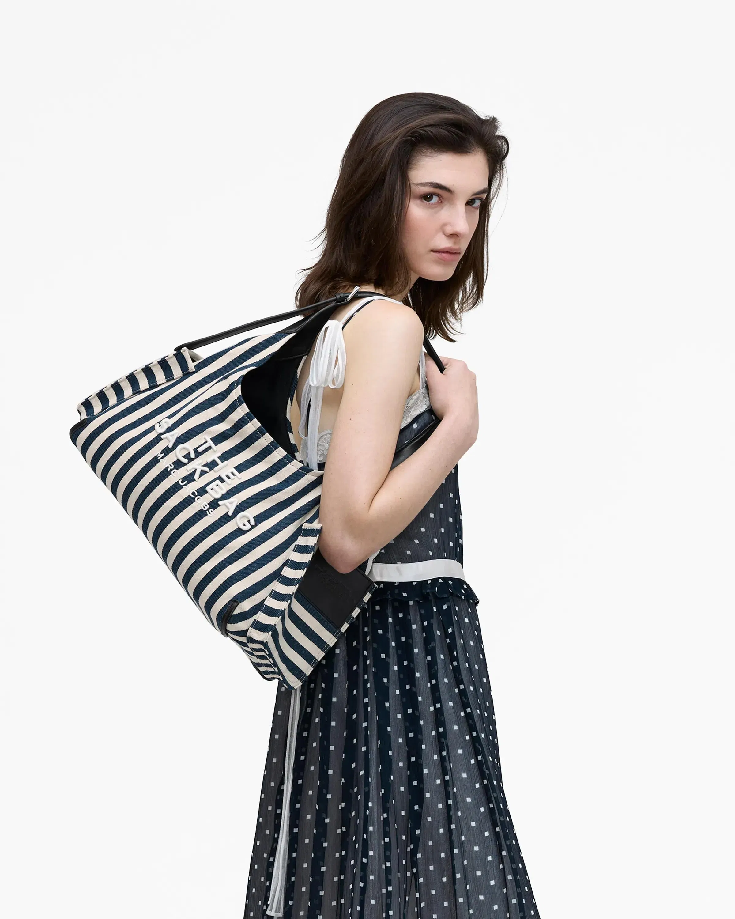The Stripe Canvas Belted Sack Bag