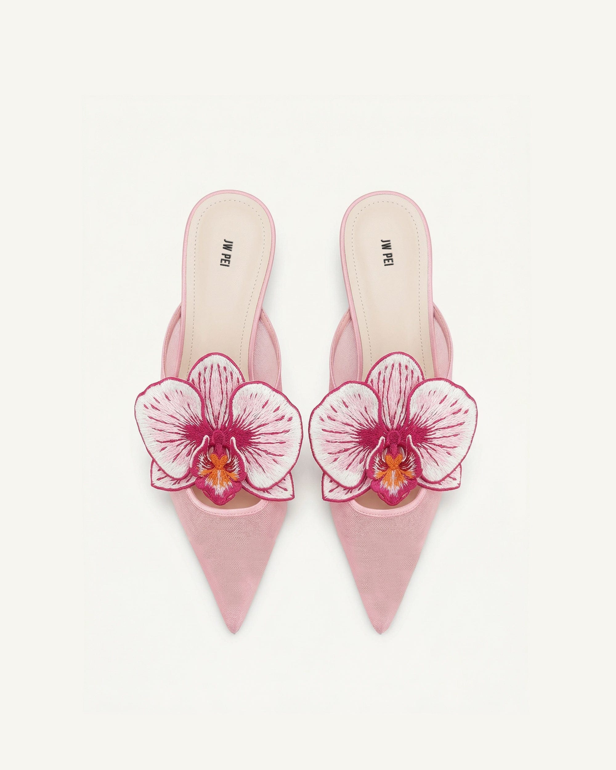 Helena Embroidery Decoration Pierced Mules - Pink