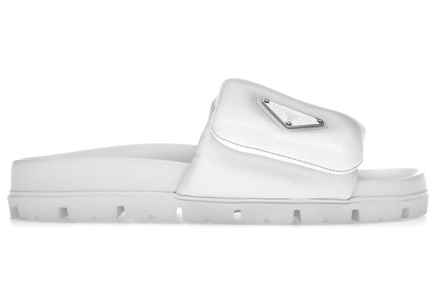Prada Soft Padded 20Mm Slide Sandal White Nappa Leather