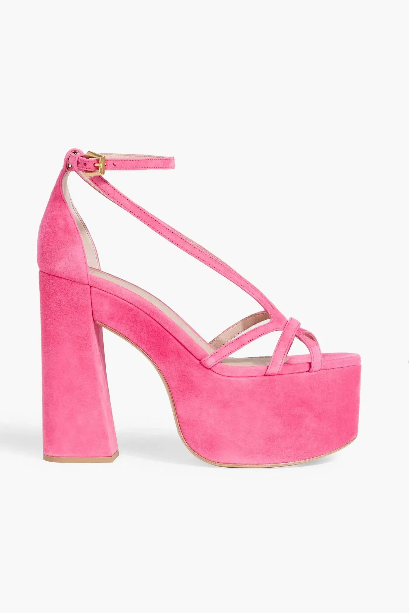 Balmain Cam Suede Platform Sandals Pink Women's