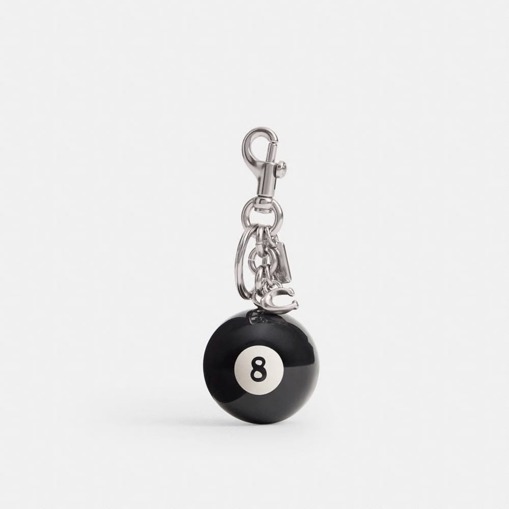 Coach Eight Ball Bag Charm Silver Black