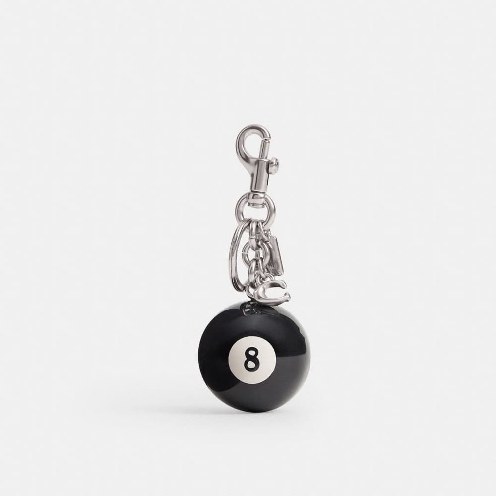 Coach Eight Ball Bag Charm Silver Black