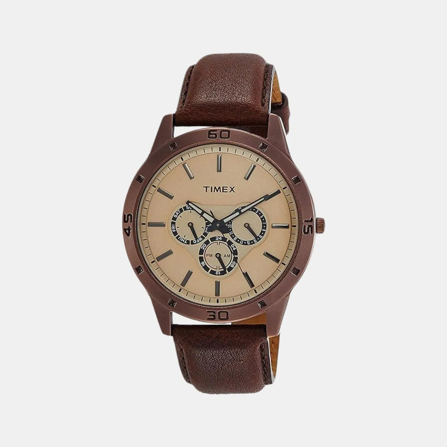 Timex Trendline Men Quartz Dial Multi-Function Leather Watch Tw000U915