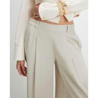 Beige Linen Blend Tailored Joggers