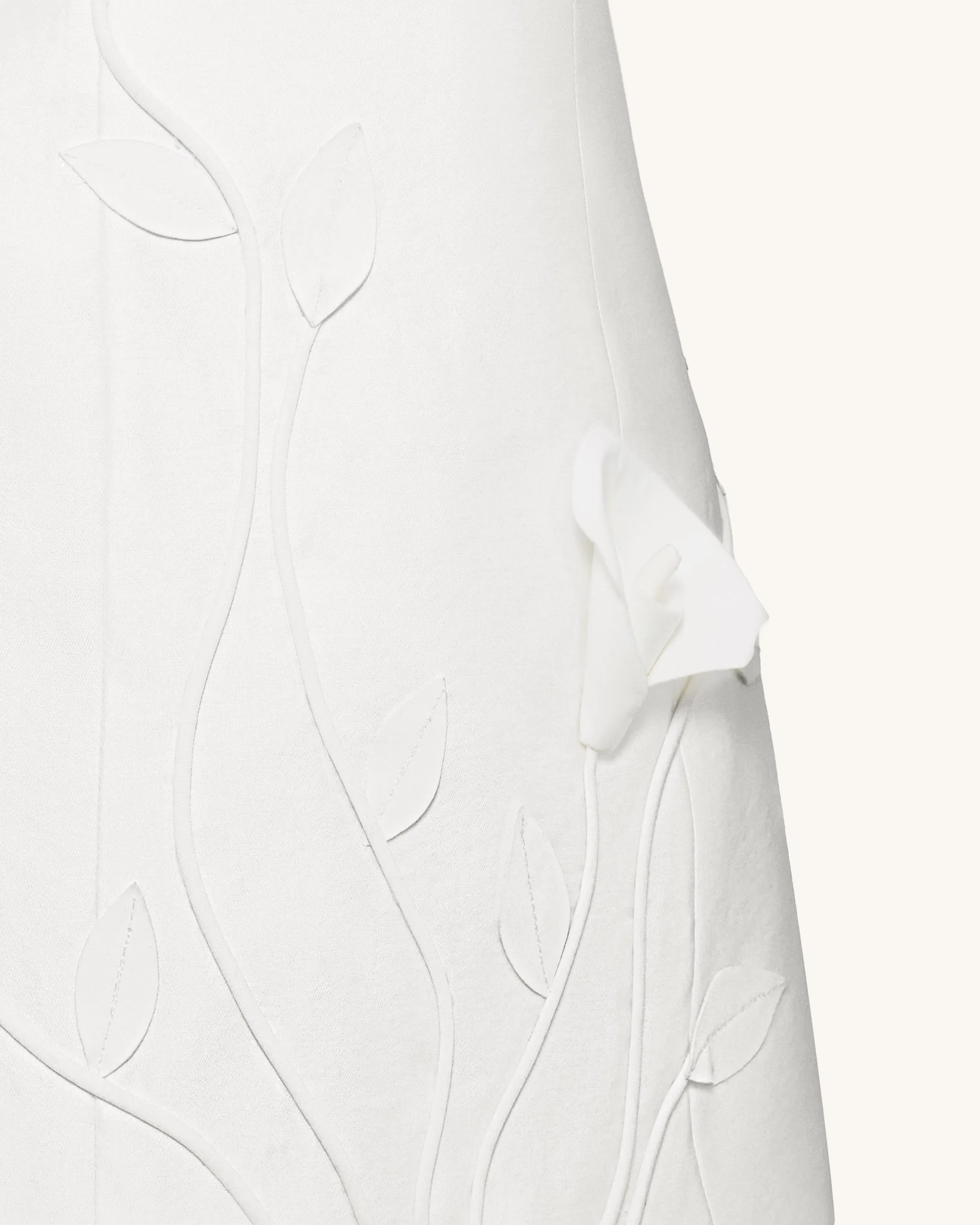 3D Vine Floral Strapless Mini Dress - White