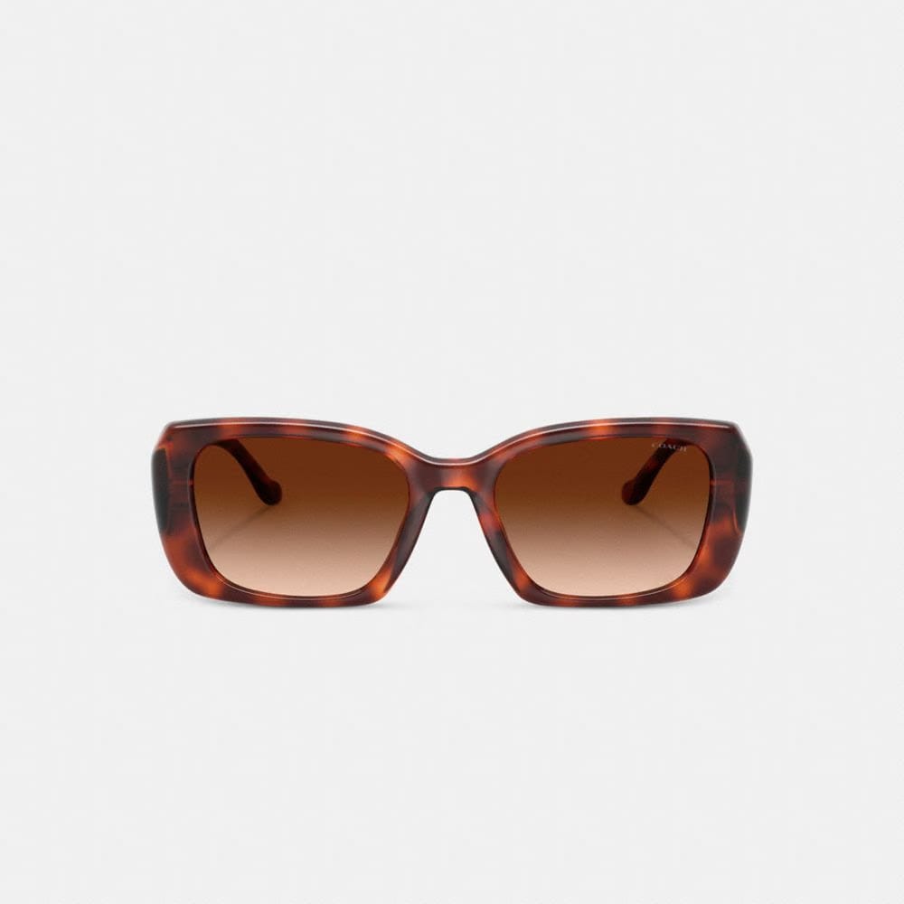 Coach Maxi Sculpted C Oversized Rectangle Sunglasses Caramel Tortoise