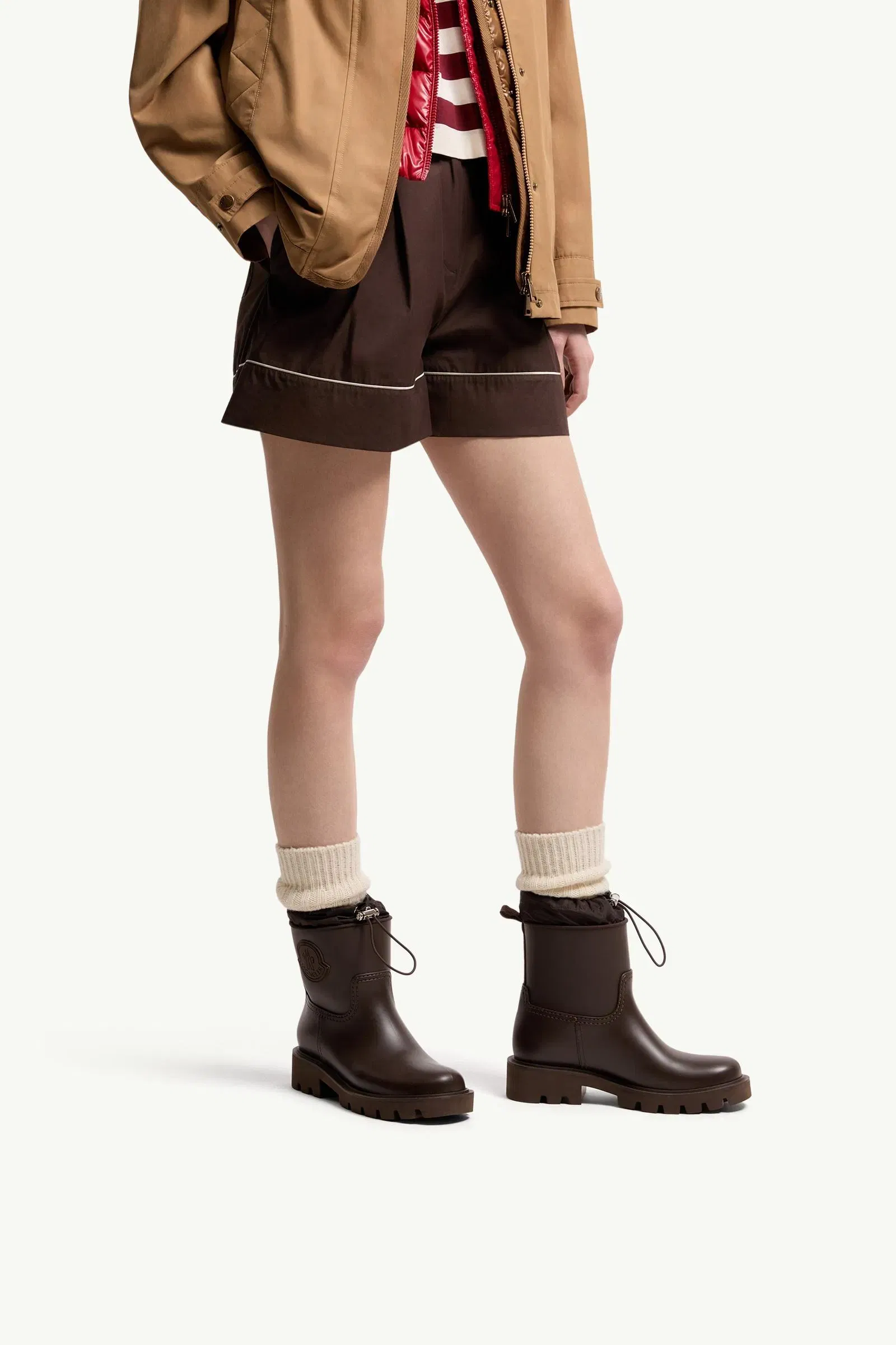 Moncler Kickstream Rain Boots Brown