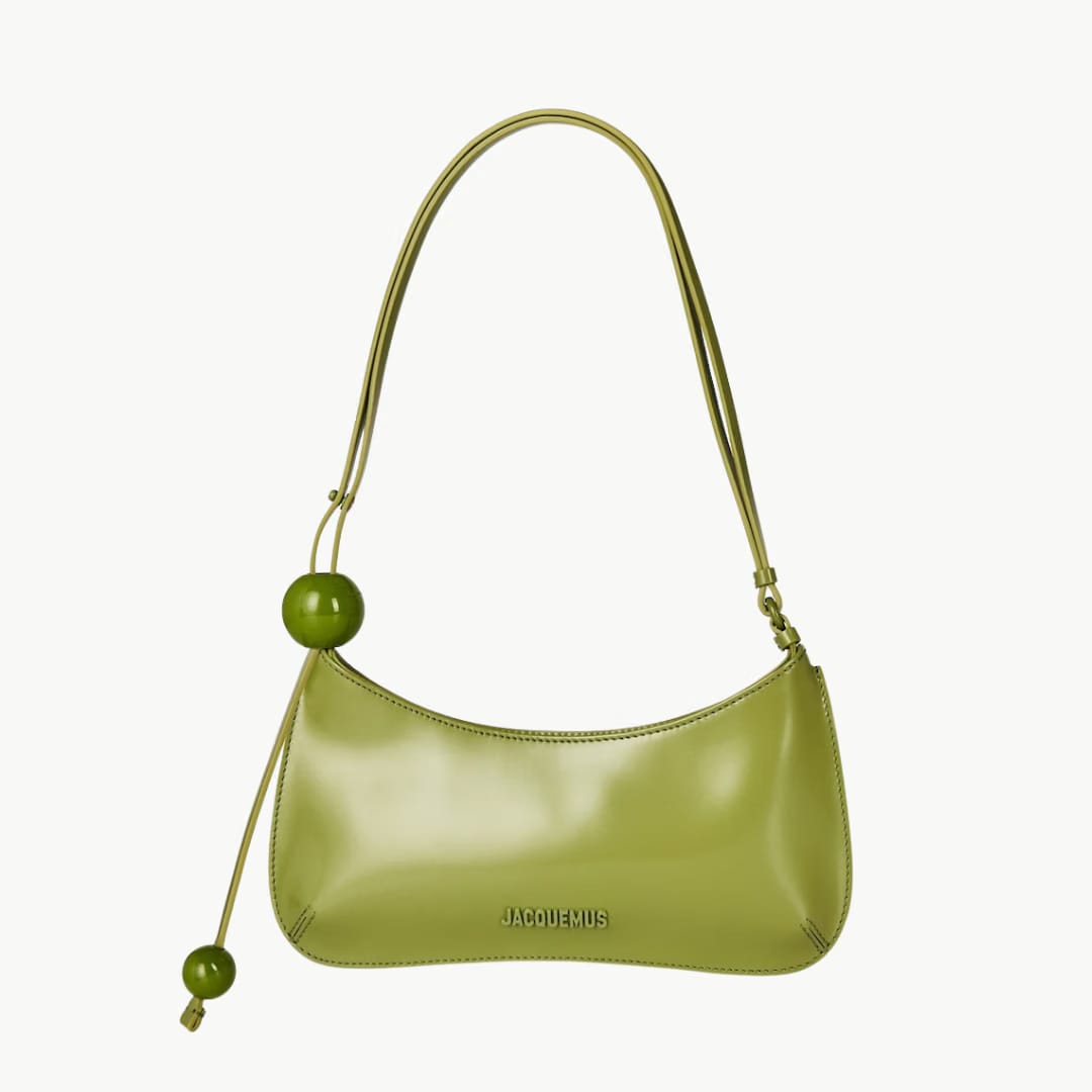 JACQUEMUS BISOU PERLE LEATHER SHOULDER BAG