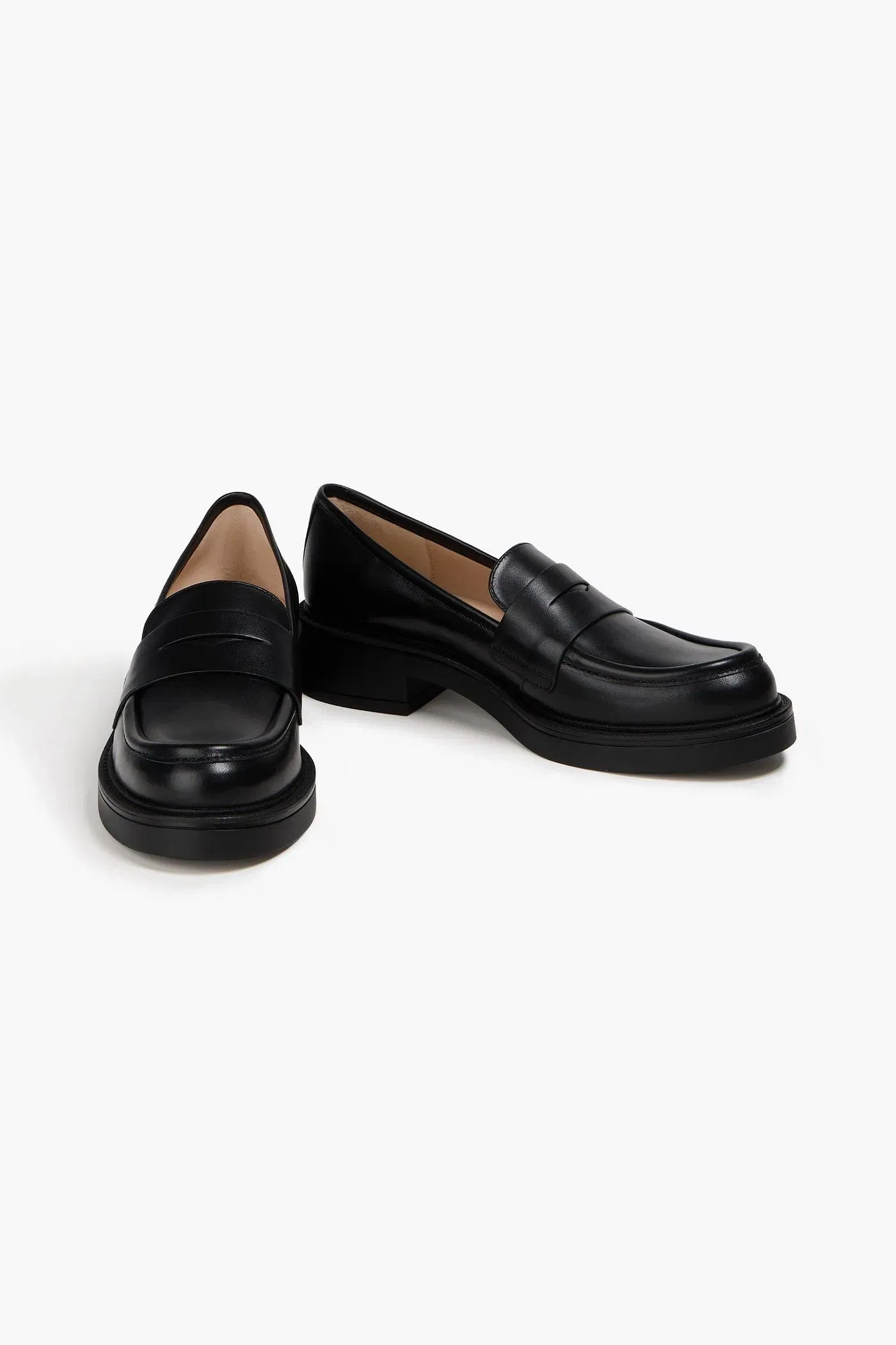 Stuart Weitzman Louise Leather Penny Loafers Black Women's