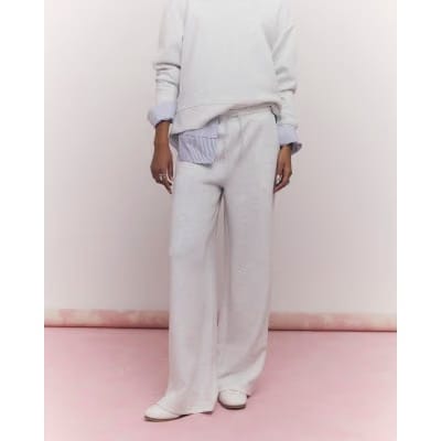 Grey Premium Drawstring Wide Leg Joggers
