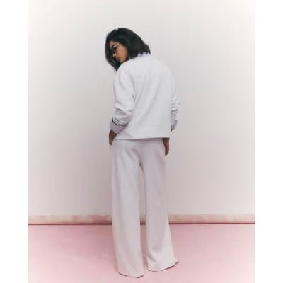 Grey Premium Drawstring Wide Leg Joggers