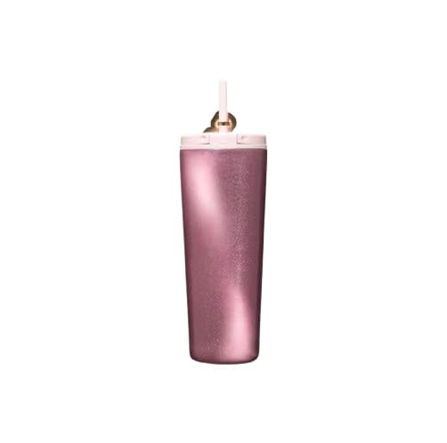 Starbucks "Floral Rose Garden" Insulated Tumbler — Dual-Sip Glitter Cat's Eye Straw Cup (650ml)