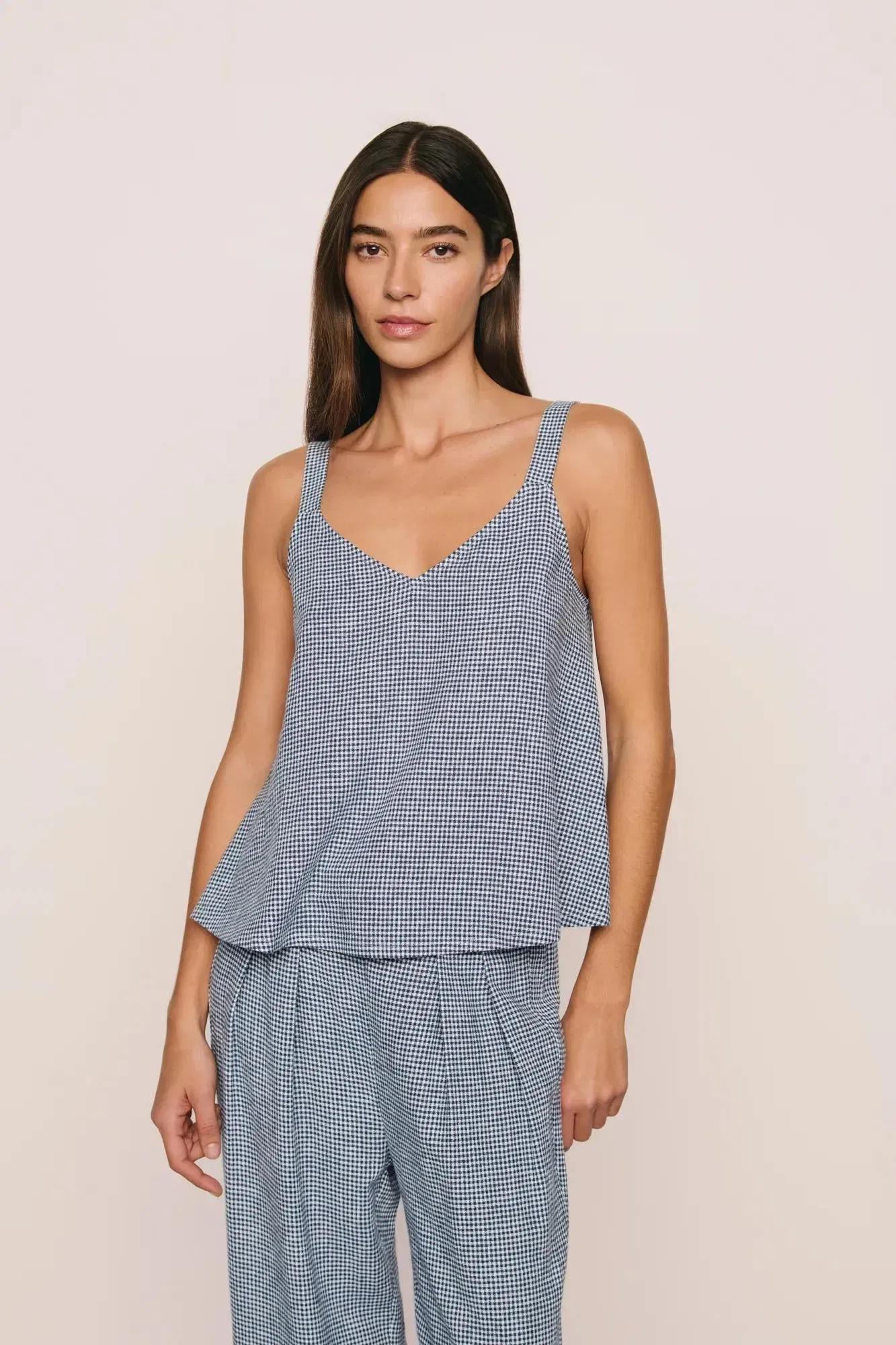 Linen Blend V Neck Cami