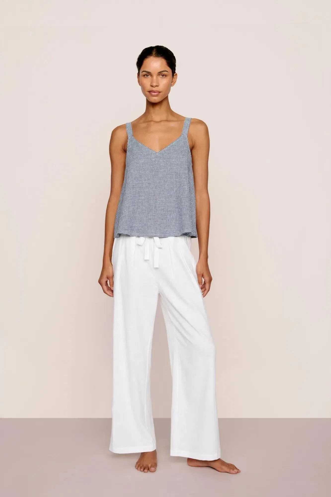 Linen Blend V Neck Cami
