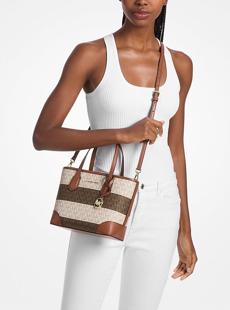 Eva Extra-Small Striped Signature Logo Convertible Tote Bag