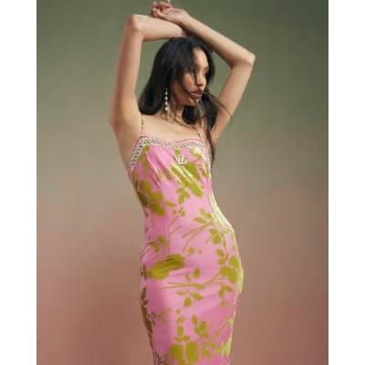 Pink Year Zero Floral Embellished Slip Dress
