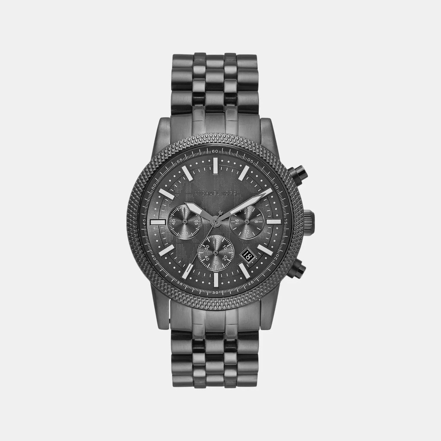 Michael Kors Hutton Men Quartz Grey Dial Chronograph Stainless Steel Watch Mko1164