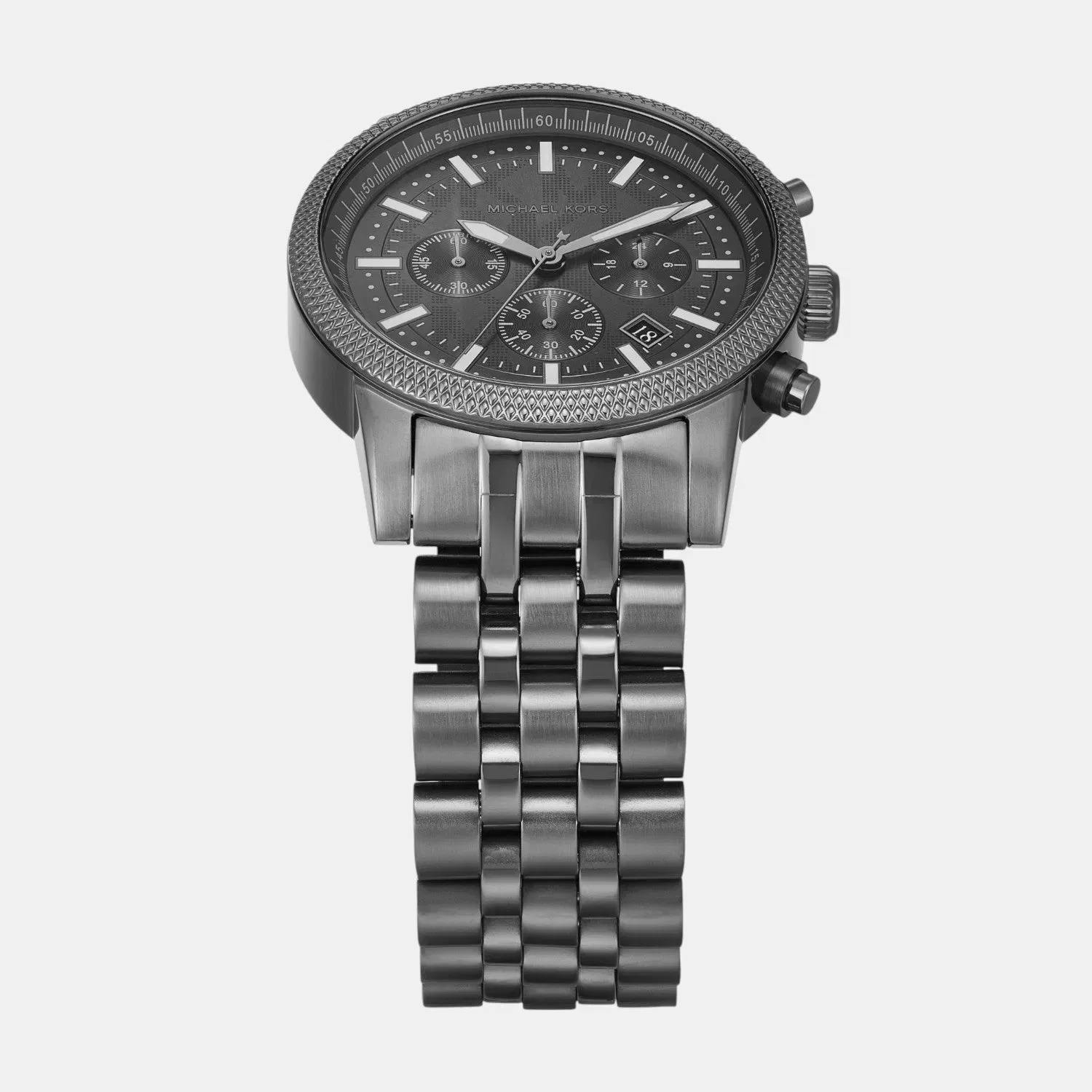 Michael Kors Hutton Men Quartz Grey Dial Chronograph Stainless Steel Watch Mko1164