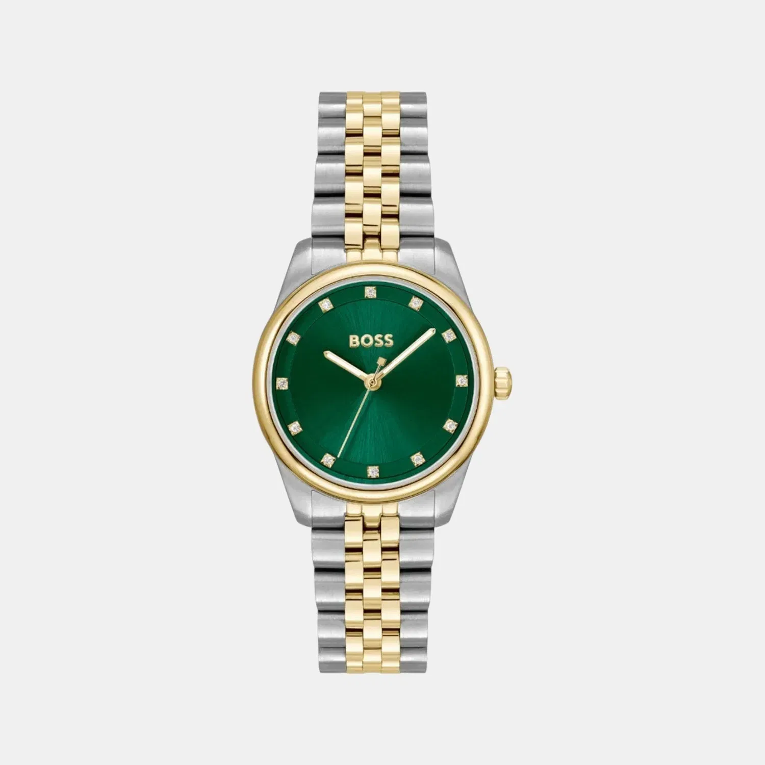 Boss Graceful Precious Women Quartz Green Dial Analog Stainless Steel Watch 1502834