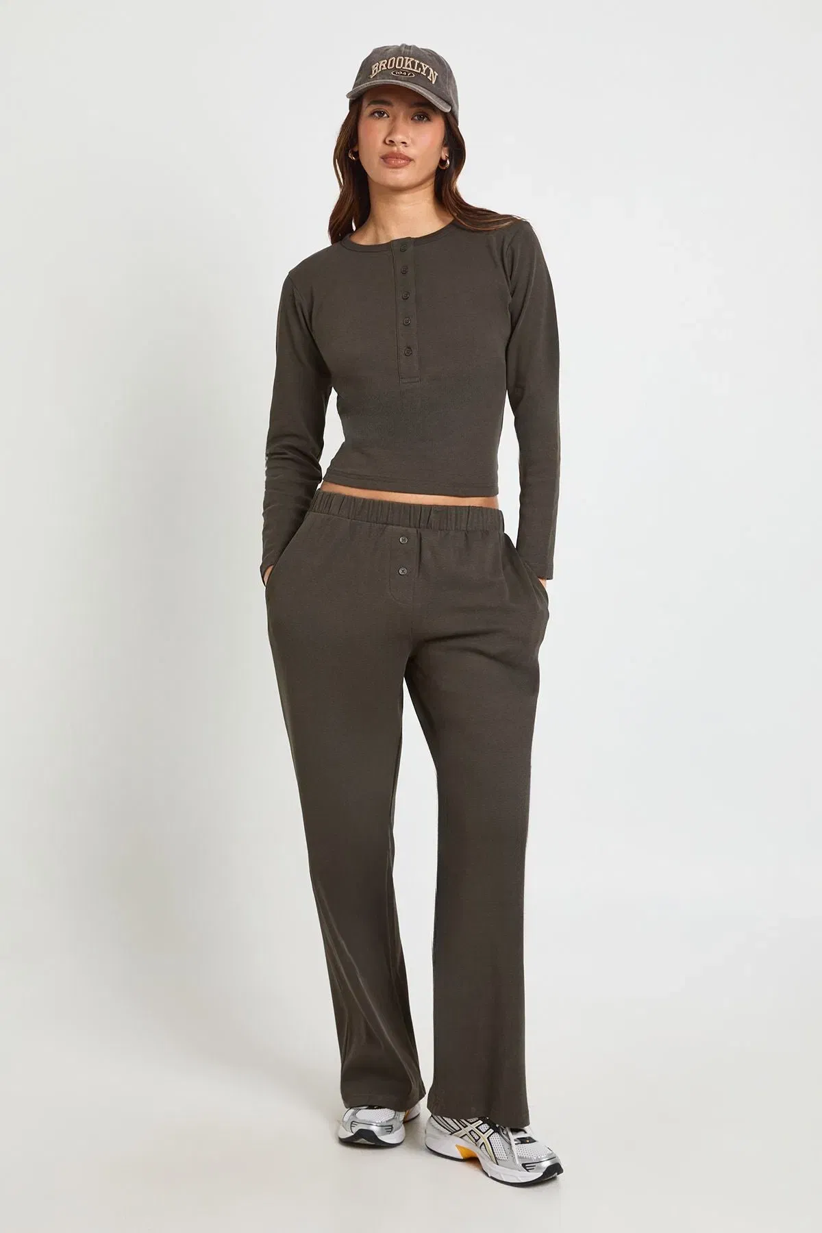 Cotton Button Through Crew Neck Top & Trouser Co Ord