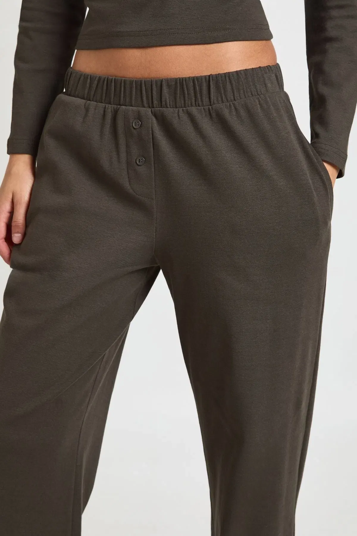 Cotton Button Through Crew Neck Top & Trouser Co Ord
