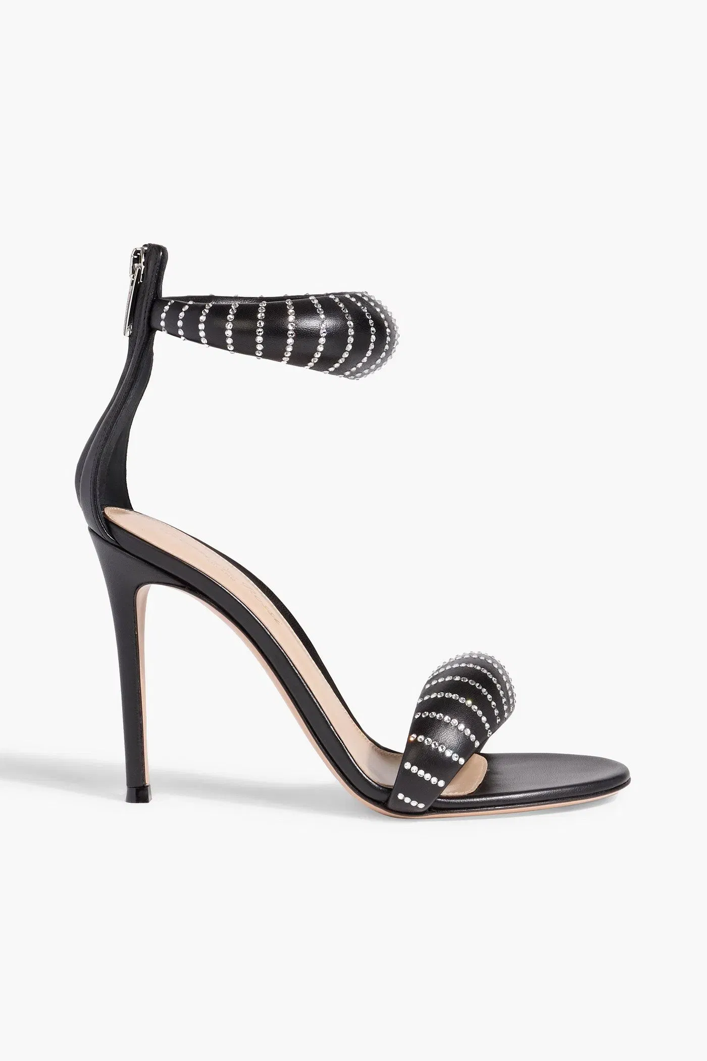 Gianvito Rossi Bijoux Crystal 105 Embellished Padded Leather Sandals Black Women's