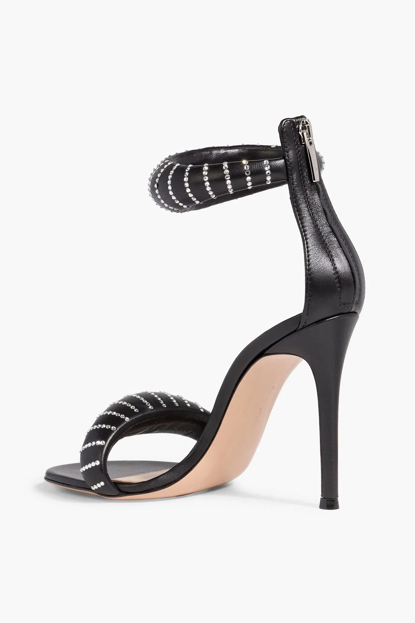 Gianvito Rossi Bijoux Crystal 105 Embellished Padded Leather Sandals Black Women's