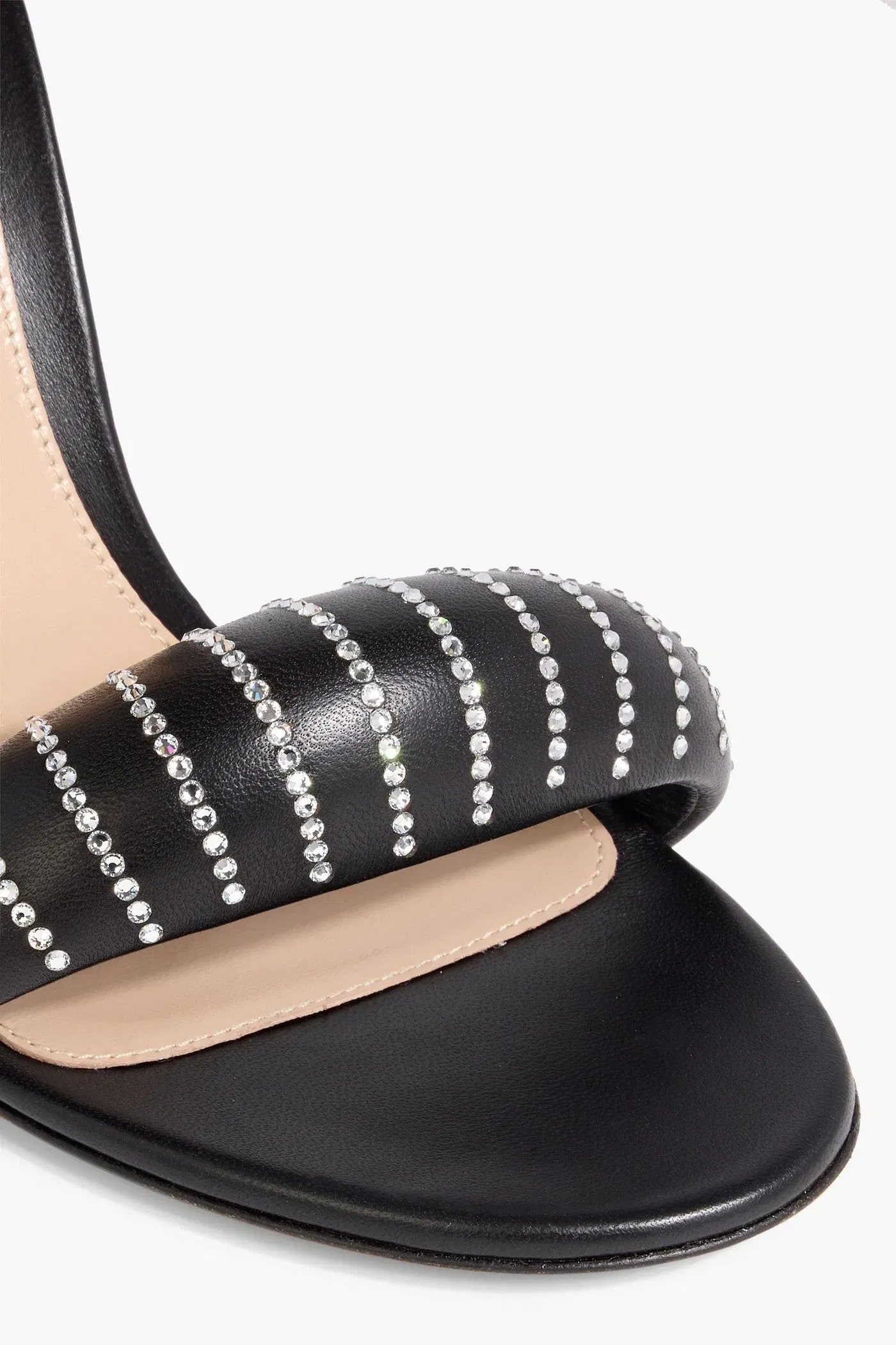 Gianvito Rossi Bijoux Crystal 105 Embellished Padded Leather Sandals Black Women's