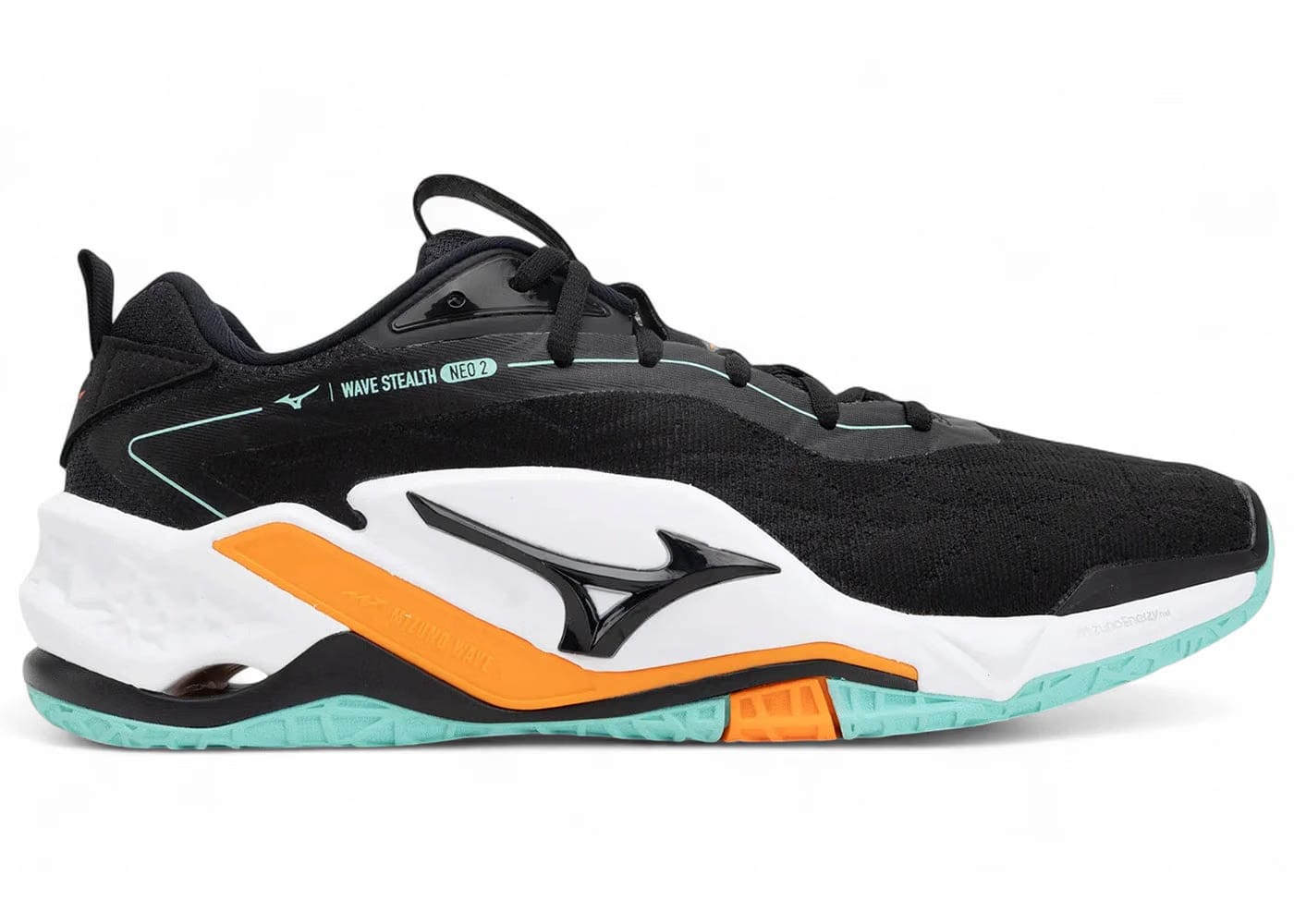 Mizuno Wave Stealth Neo 2 Black Tangelo Ice Green