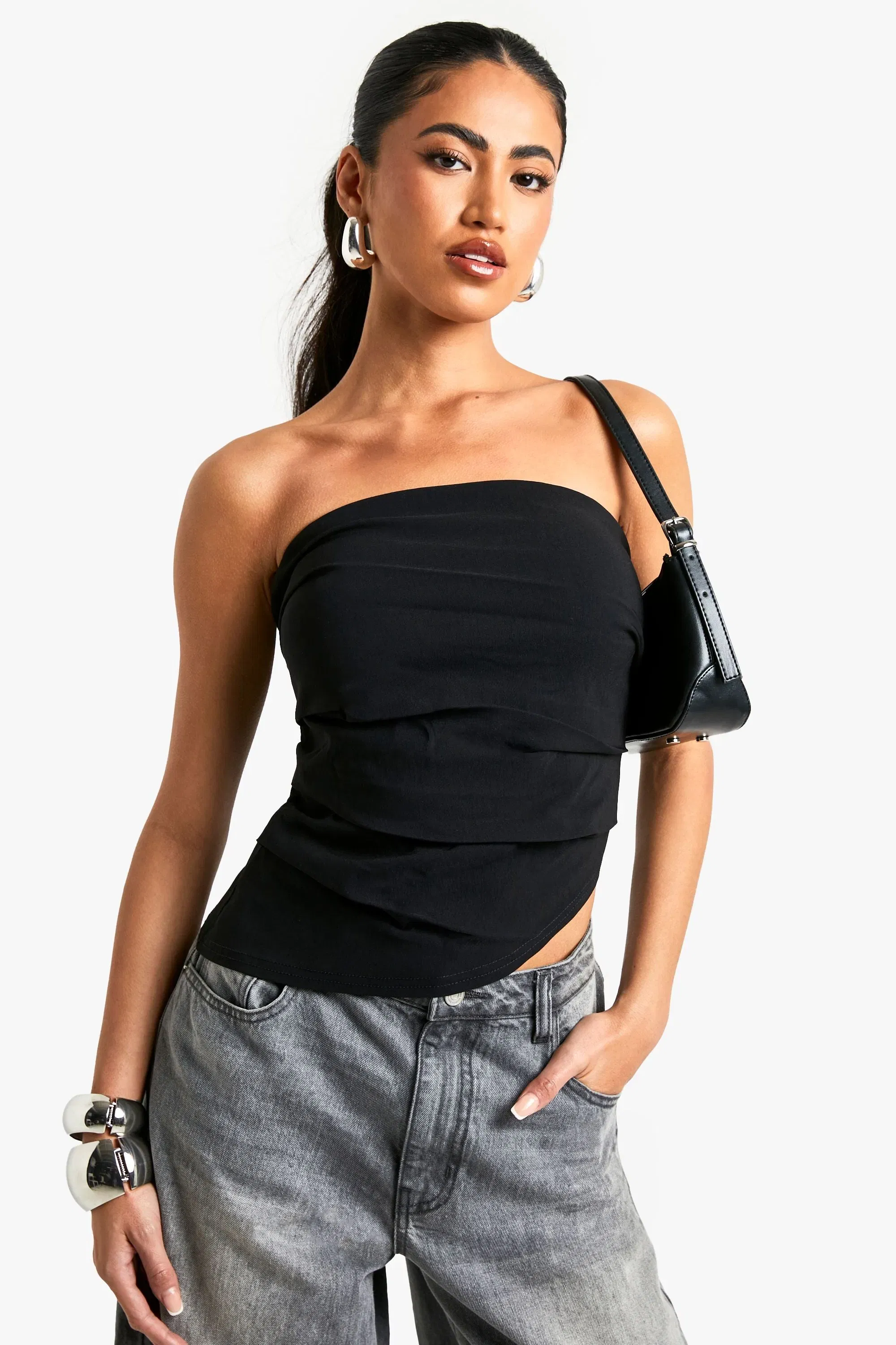 Bengaline Strapless Asym Hem Corset