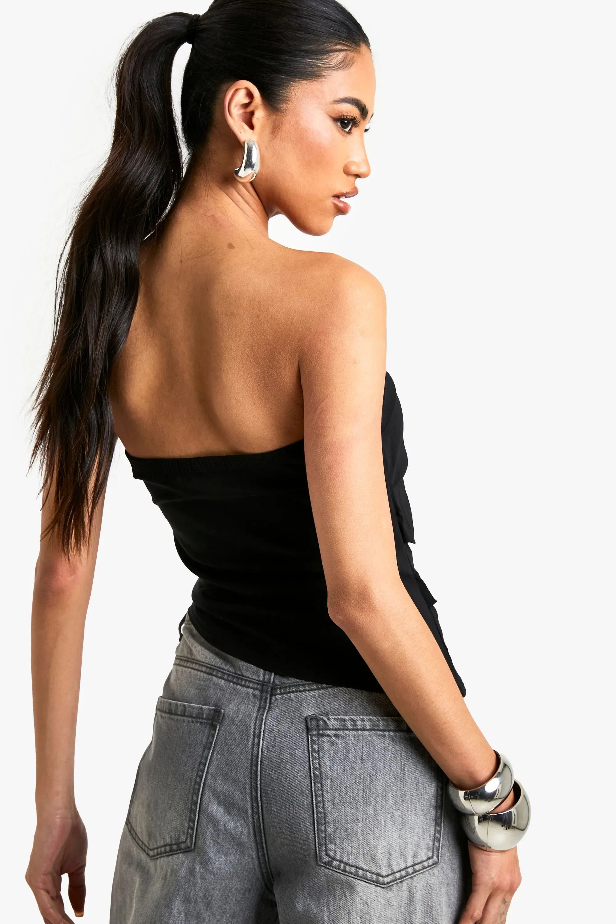 Bengaline Strapless Asym Hem Corset