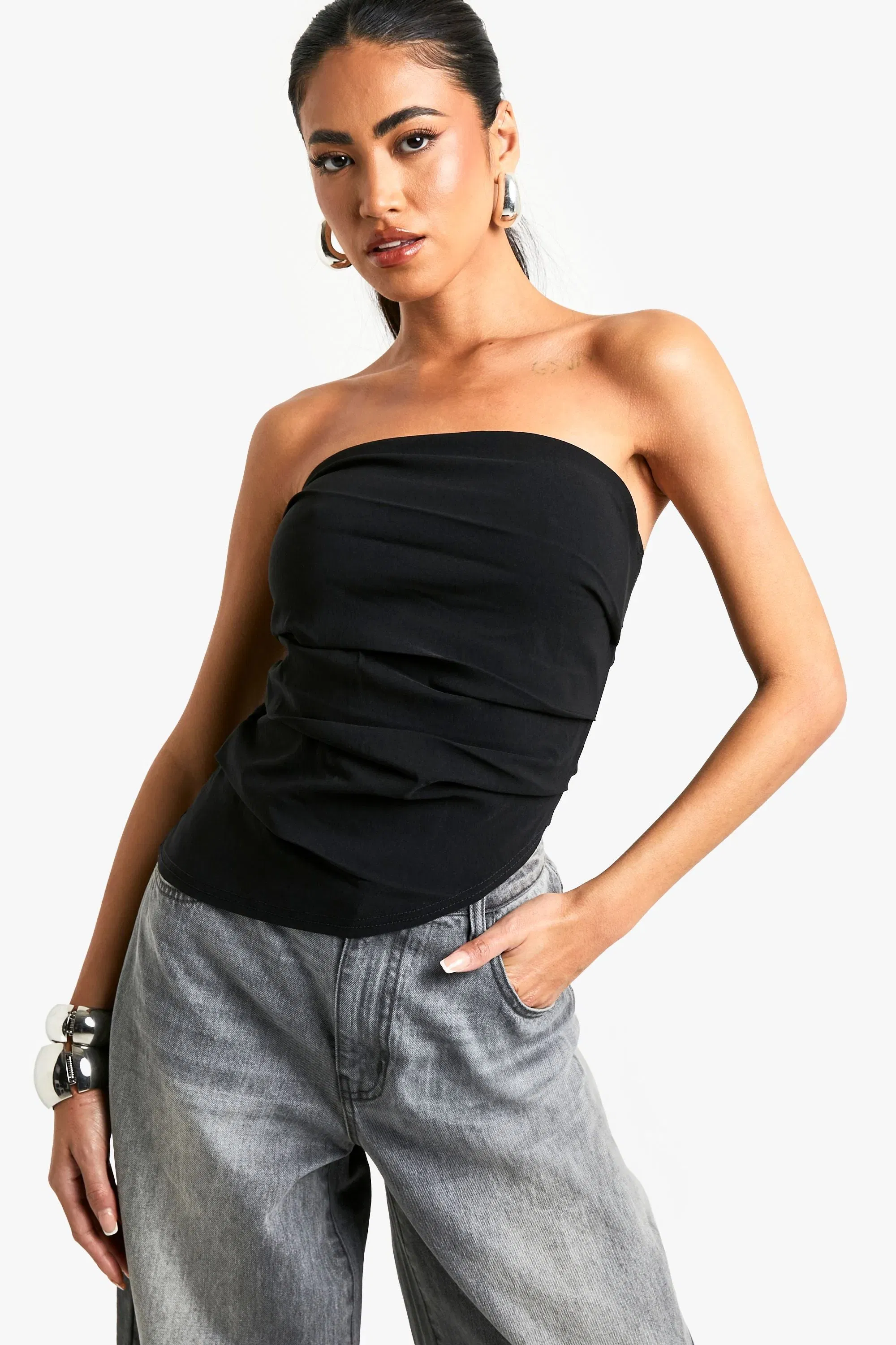 Bengaline Strapless Asym Hem Corset