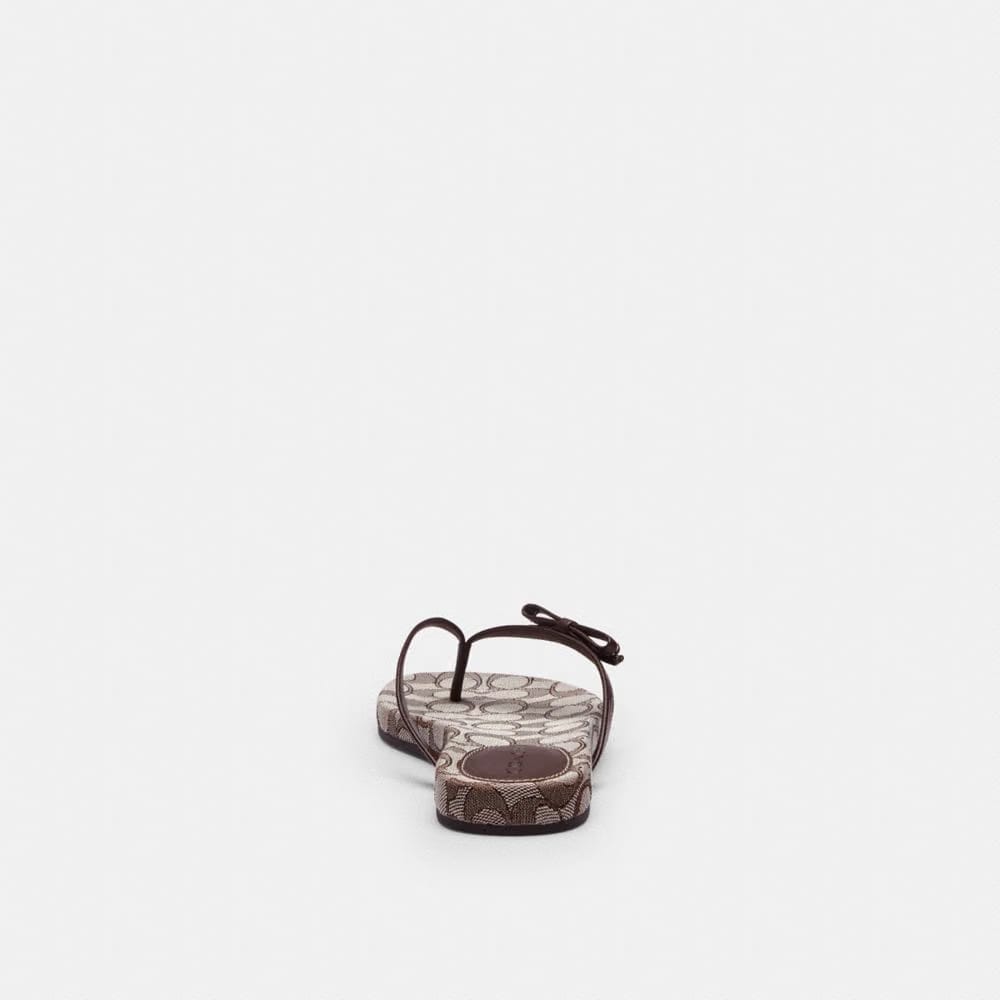 Women's Coach Bow Flip Flop In Signature Jacquard Oak Maple