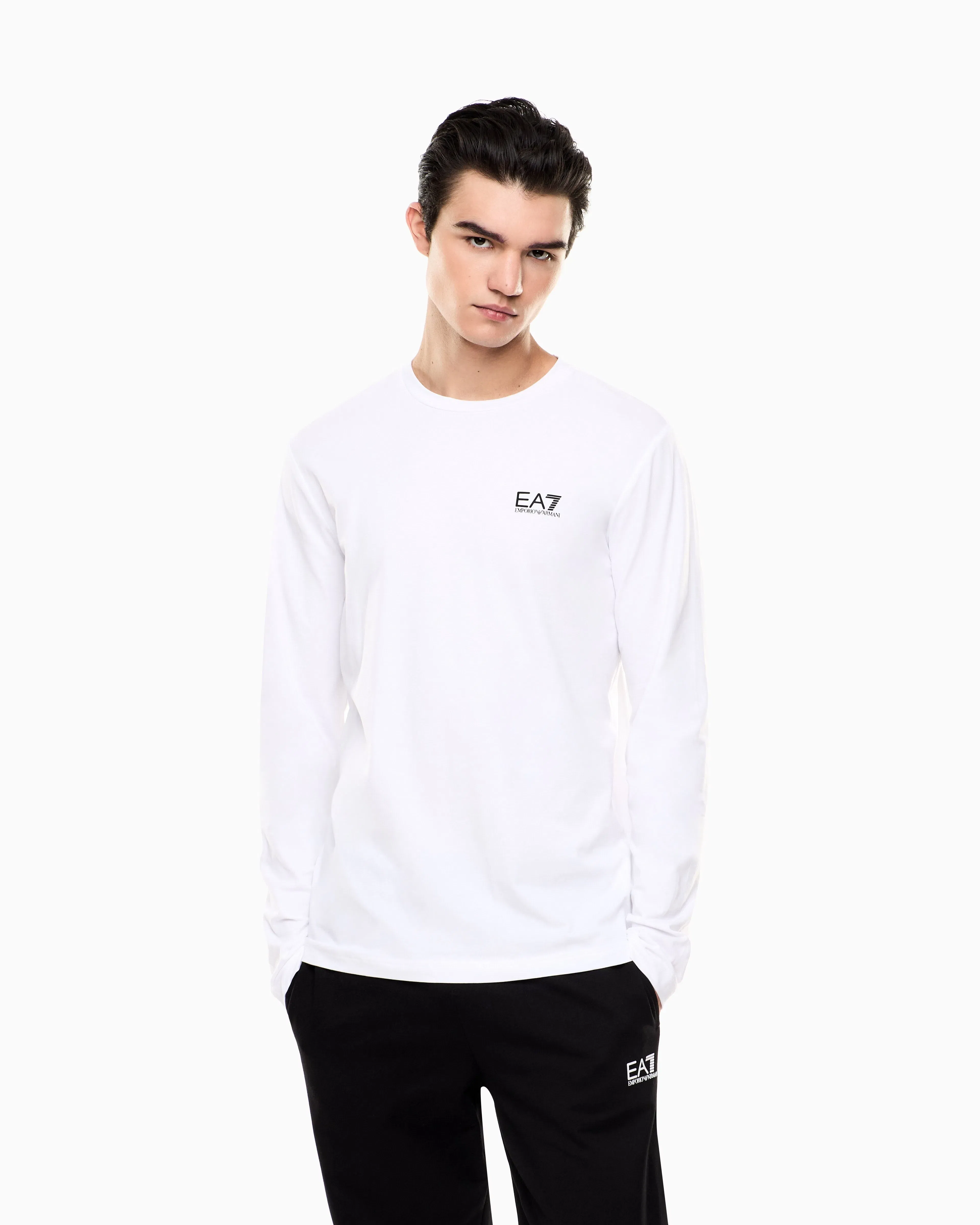 EA7 Crew neck t-shirt Core Identity in cotton with long sleeves
