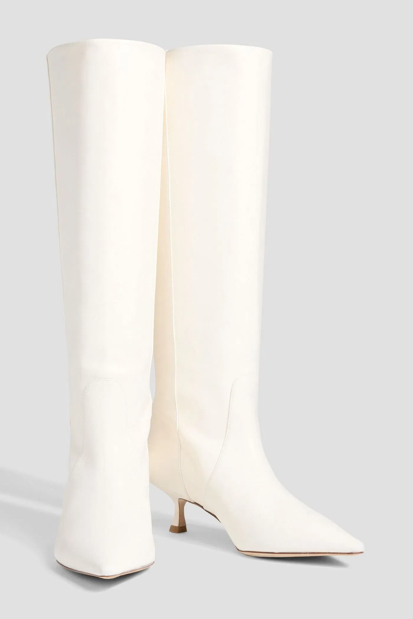 Stuart Weitzman Naomi 50 Leather Knee Boots Ivory Women's