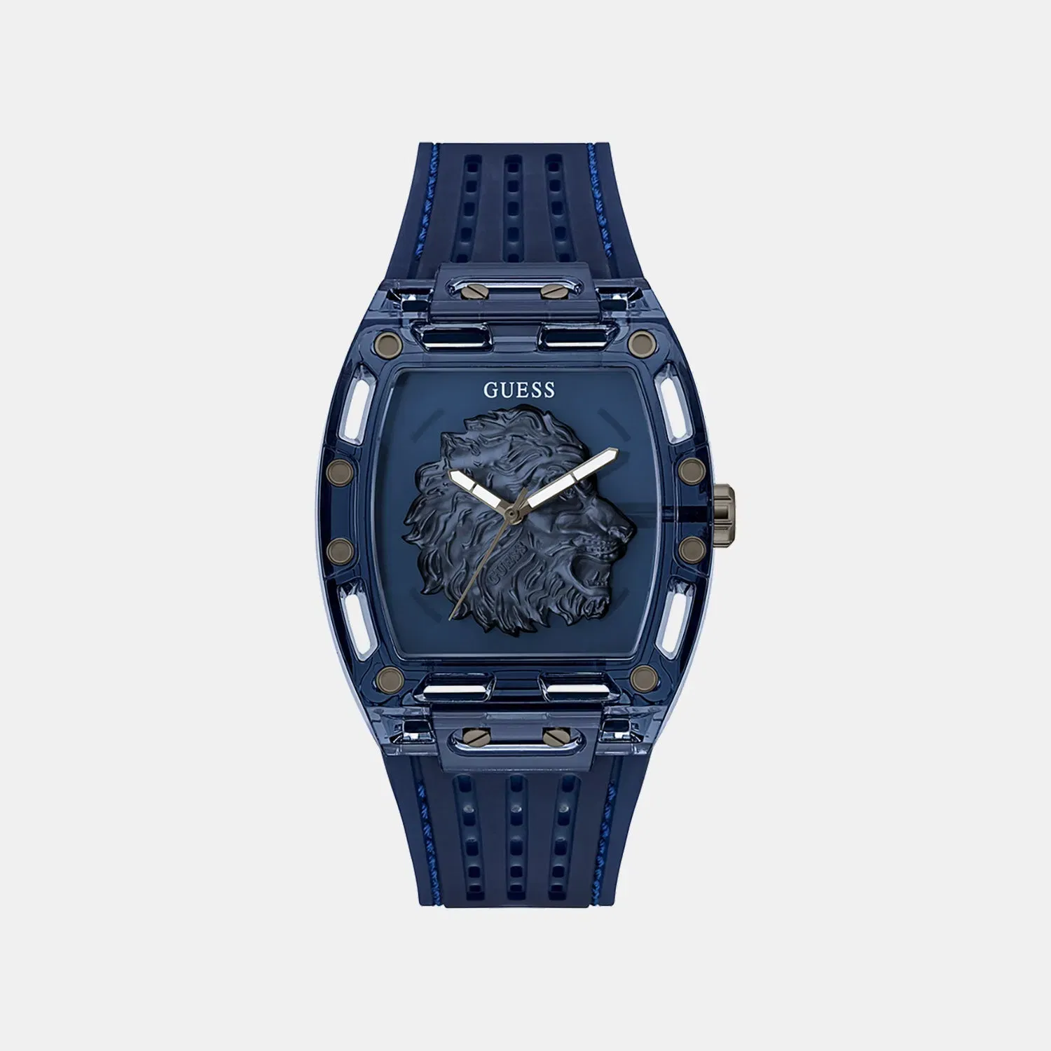 Guess Men Quartz Blue Dial Analog Silicone Watch Gw0959G1