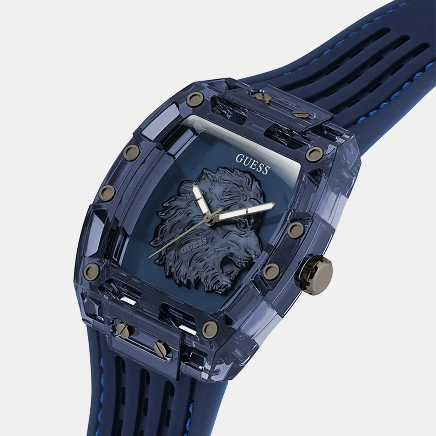 Guess Men Quartz Blue Dial Analog Silicone Watch Gw0959G1