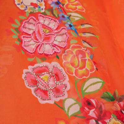 Orange Floral Tunic Beach Dress