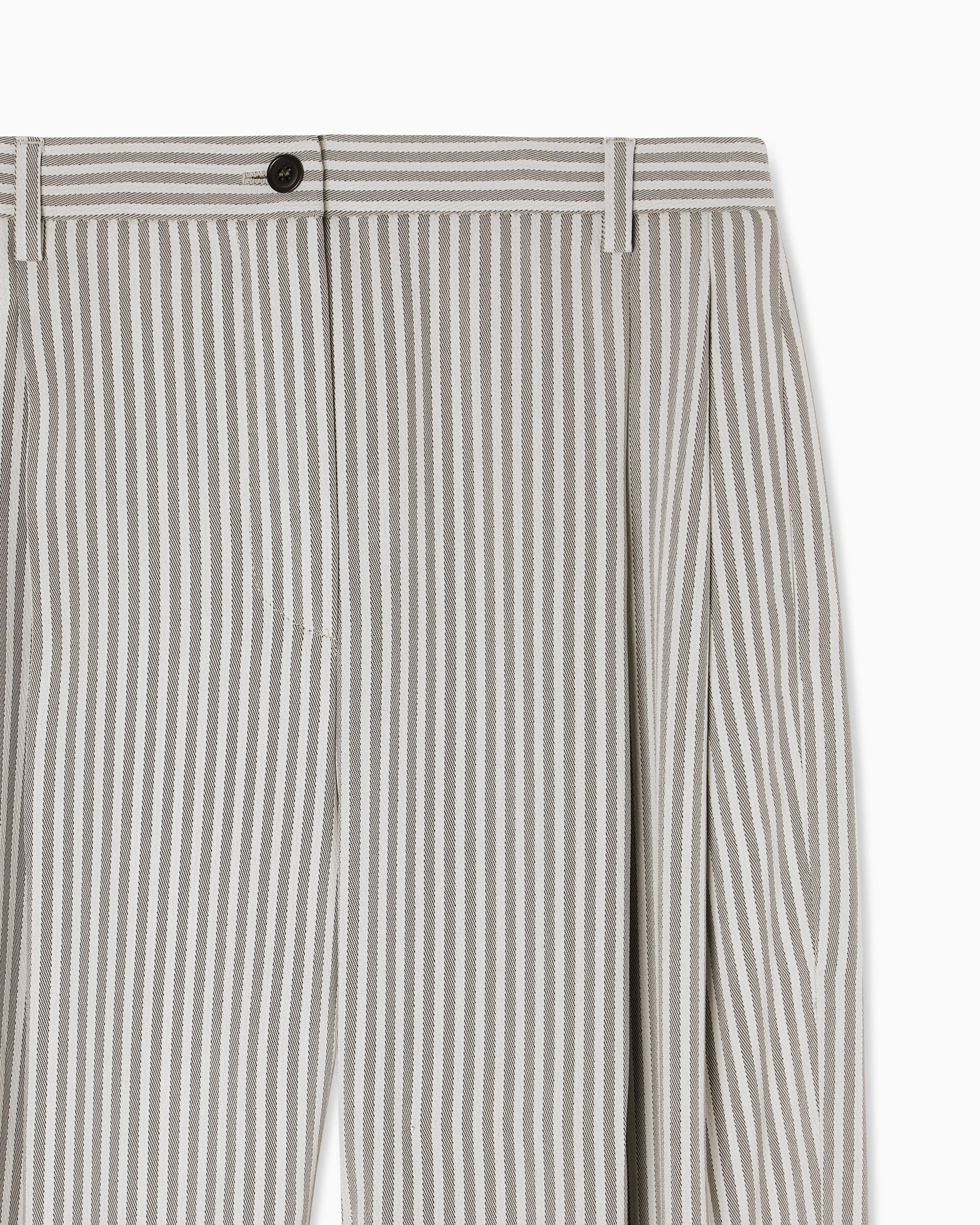 Emporio Armani Icon striped fluid crêpe darted trousers