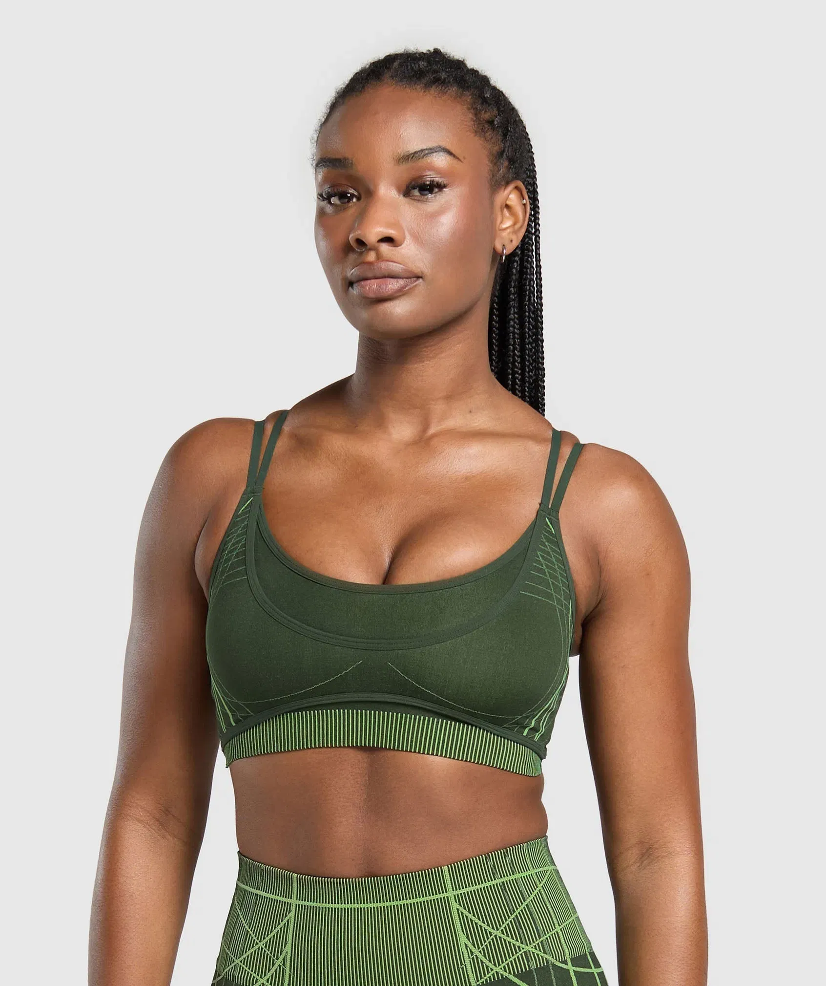 Women's Gymshark Apex Seamless Strappy Sports Bra Trail Green