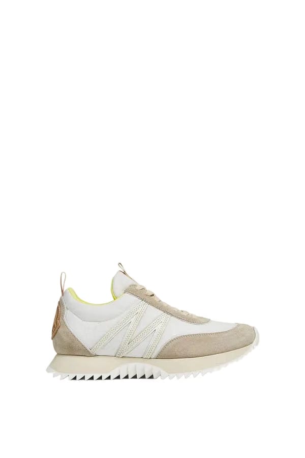 Moncler Pacey Nylon & Suede Sneakers Beige & White