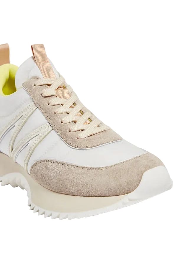 Moncler Pacey Nylon & Suede Sneakers Beige & White