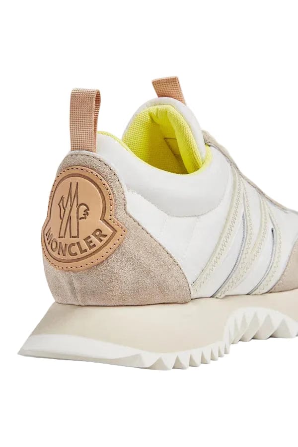 Moncler Pacey Nylon & Suede Sneakers Beige & White