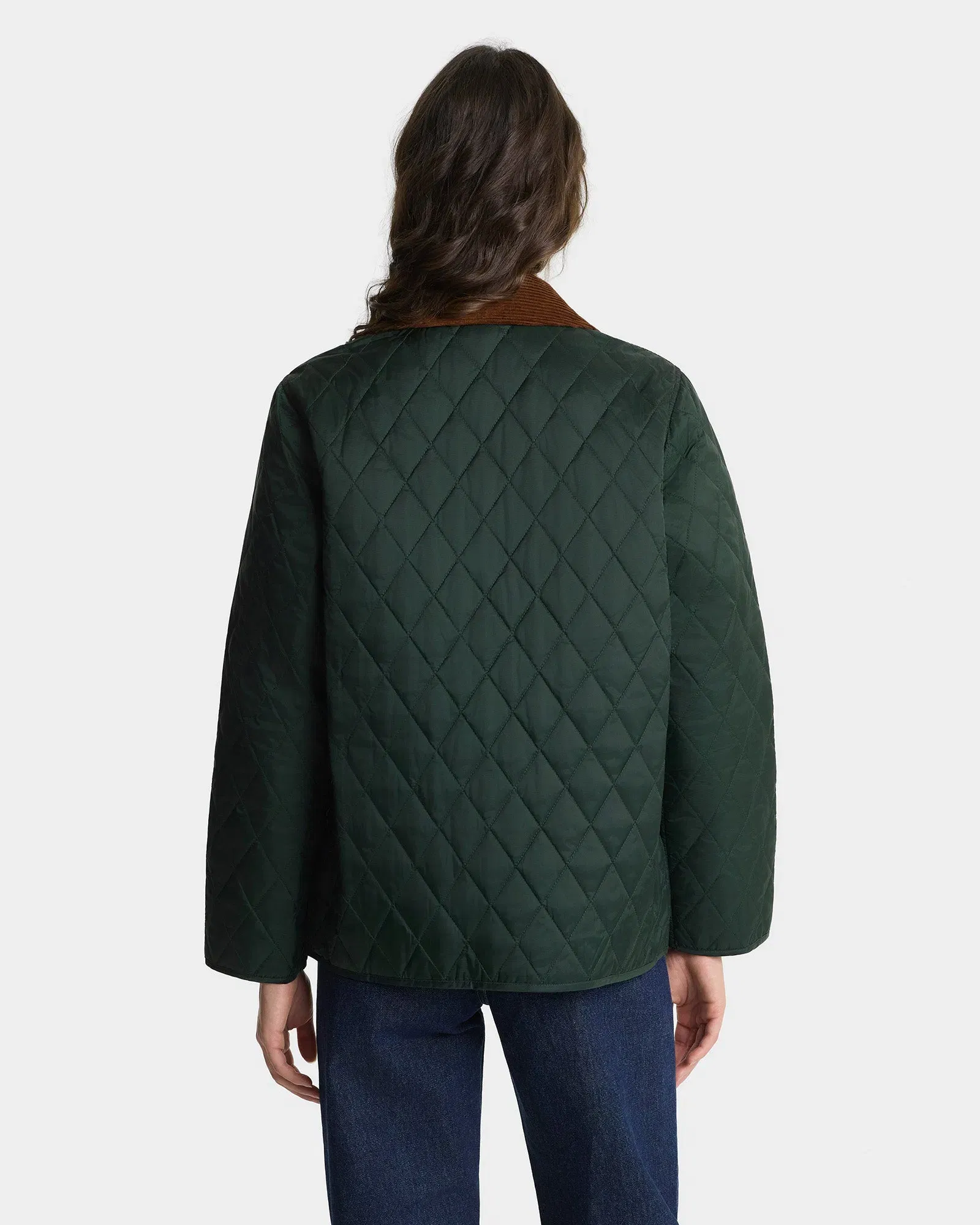 NY Crest Nylon Quilted Jacket - Forest/Tan