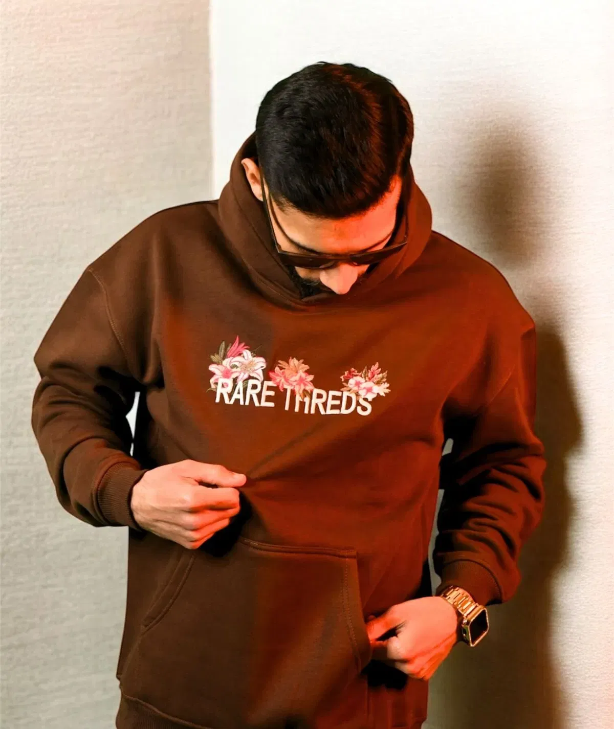 Brown Embroidery Hoodie