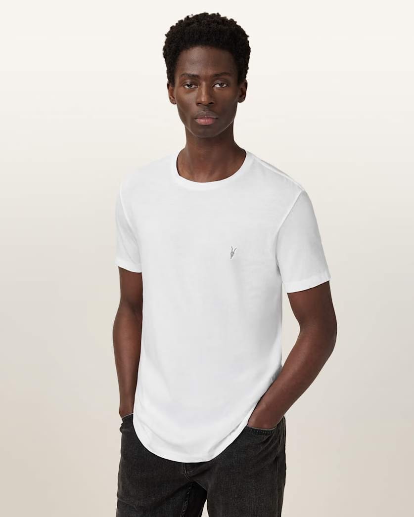 AllSaints Tonic Crew Ramskull T Shirts 3 Pack White/Green/Grey