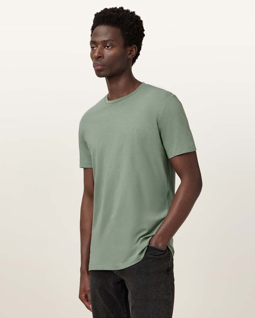 AllSaints Tonic Crew Ramskull T Shirts 3 Pack White/Green/Grey